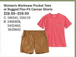 Cabela's Women's Workwear Pocket Tees or Rugged Flex-Fit Canvas Shorts offer