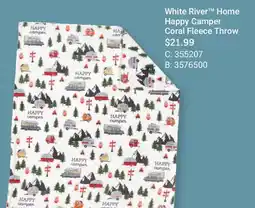 Cabela's White River Home Happy Camper Coral Fleece Throw offer