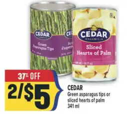 Marché Adonis CEDAR Green asparagus tips or sliced hearts of palm offer