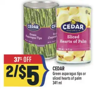 Marché Adonis CEDAR Green asparagus tips or sliced hearts of palm offer