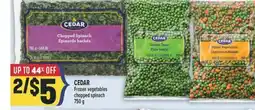 Marché Adonis CEDAR Frozen vegetables chopped spinach offer