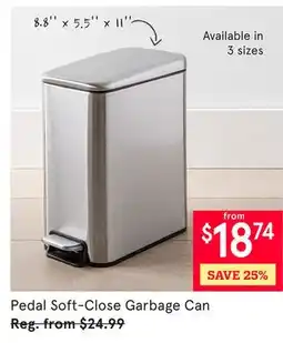 Kitchen Stuff Plus Pedal Soft-Close Garbage Can offer