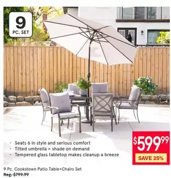 Kitchen Stuff Plus 9 Pc. Cookstown Patio Table+Chairs Set offer