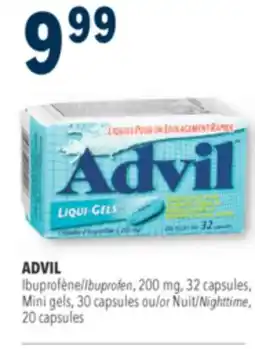 Familiprix ADVIL, Ibuprofen, 200 mg, 32 capsules, Mini gels, 30 capsules or Nighttime, 20 capsules offer