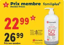 Familiprix Biomedic sunscreen ultra lotion SPF50+ family 1L offer