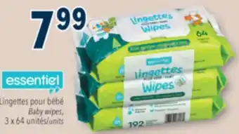 Familiprix Essentiel baby wipes fragrance free 3x64un offer