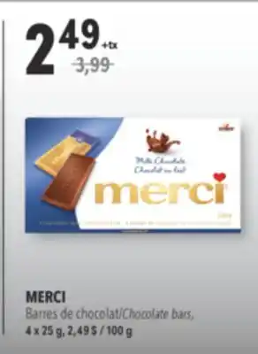 Familiprix MERCI, Barres de chocolat/Chocolate bars, 4 x 25 g offer
