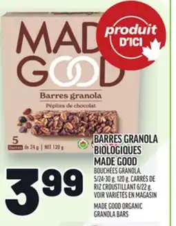 Metro BARRES GRANOLA BIOLOGIQUES MADE GOOD | MADE GOOD ORGANIC GRANOLA BARS offer