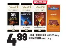 Metro LINDT EXCELLENCE BARRES 50-100 G, GHIRARDELLI BARRES 138G offer