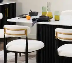 The Brick Kort & Co. Capri 7pc Dining Set with Table & 6 Chairs, Gold Accent, Pedestal Base, 72W - White offer