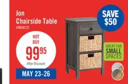 The Brick Jon 15.5 Chairside Table with 2 Baskets & Drawer - Distressed Grey offer