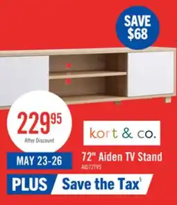 The Brick Kort & Co. Aiden 72 TV Stand with Storage and Cable Management for TVs up to 80- Natural and White offer