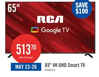 The Brick RCA 65 4K HDR Smart Google TV offer
