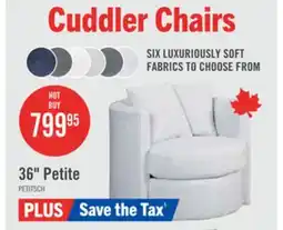 The Brick Made in Canada Petite 36 Chenille Fabric Swivel Cuddler Accent Chair - Teddy Star Grey offer