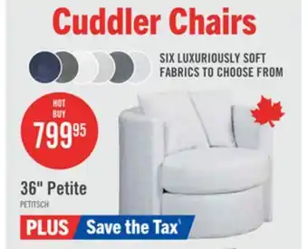 The Brick Made in Canada Petite 36 Chenille Fabric Swivel Cuddler Accent Chair - Teddy Star Grey offer