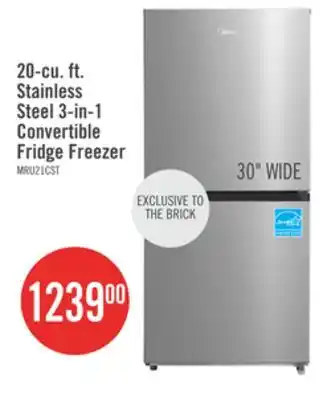 The Brick Midea 20 Cu. Ft. 3-in-1 Convertible Refrigerator-Freezer - Stainless Steel - MRU21C7BST offer