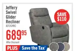 The Brick Jeffry 30.3 Velvet Fabric Swivel Glider Reclining Chair - Grey offer
