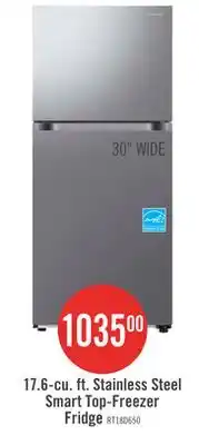 The Brick Samsung 30 17.6 Cu. Ft. Smart Top-Freezer Refrigerator - Stainless Steel - RT18DG6500SRAC offer