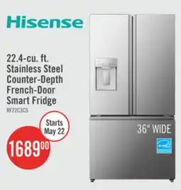 The Brick Hisense 36 22.4 Cu. Ft. French-Door Refrigerator - Stainless Steel - RF225C3CSEI offer