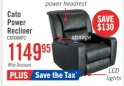 The Brick Cato 36.50 Leather-Look Fabric Power Reclining Chair with Power Headrest and Dual Cupholders - Black offer