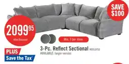 The Brick Reflect 3-Piece Chenille Fabric Sectional with Reversible Back Cushions and Wood Legs - Grey offer
