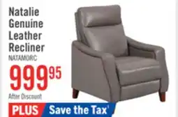 The Brick Natalie 32.5 Top-Grain Genuine Leather Pushback Reclining Chair with Wood Legs - Grey offer