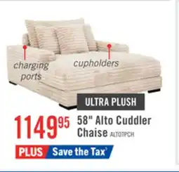 The Brick Alto 58 Ultra Plush Faux Fur Fabric Chaise Lounge with Dual Cupholders and USB Port - Taupe offer
