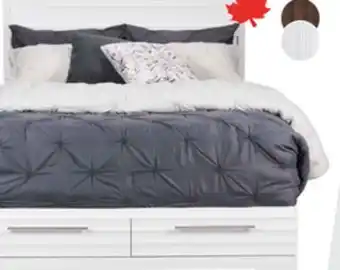 The Brick Olivia Platform Storage Bed with Headboard & Frame, Made in Canada, White - Queen Size offer