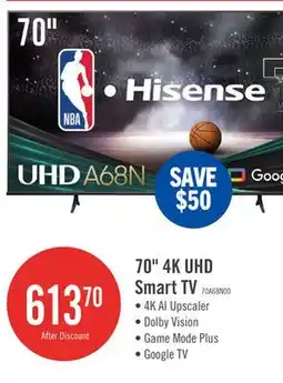 The Brick Hisense 70 4K UHD HDR10 Dolby Vision 60Hz Google Smart TV (70A68N) offer