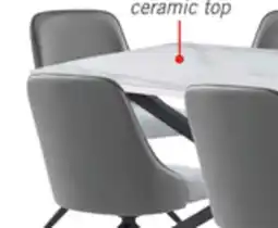 The Brick Bari Dining Table with Marble-Look Ceramic Top, Metal, Geometric Base, 63W - White offer