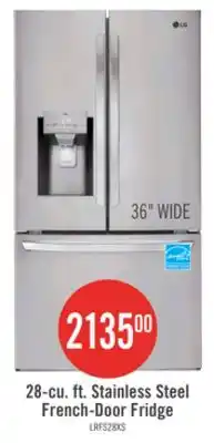 The Brick LG 36 28 Cu. Ft. French-Door Refrigerator - Smudge Proof Stainless Steel - LRFS28XBS offer