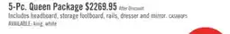 The Brick Casa 5pc Bedroom Set with Bed, Dresser & Mirror, Wood, Black - Queen Size offer