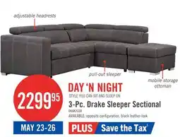 The Brick Drake 3-Piece Right-Facing Faux Suede fabric Sleeper Sectional with Storage Ottoman - Cement Grey offer