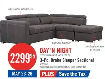 The Brick Drake 3-Piece Right-Facing Faux Suede fabric Sleeper Sectional with Storage Ottoman - Cement Grey offer