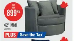 The Brick Made in Canada Midi 42 Chenille Fabric Swivel Cuddler Accent Chair - Plush Thunder Grey offer