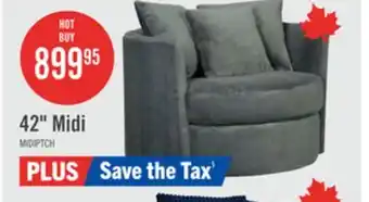 The Brick Made in Canada Midi 42 Chenille Fabric Swivel Cuddler Accent Chair - Plush Thunder Grey offer