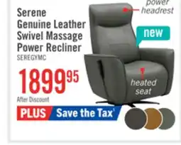 The Brick Serene 31 Genuine Leather Power Reclining Massage Chair with Power Headrest and Heated Seat - Grey offer