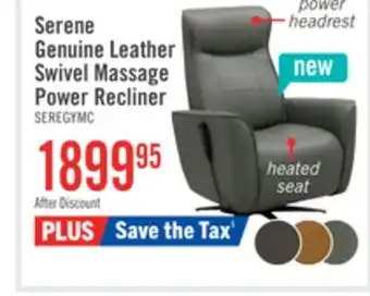 The Brick Serene 31 Genuine Leather Power Reclining Massage Chair with Power Headrest and Heated Seat - Grey offer