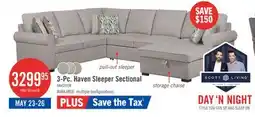 The Brick Scott Living Haven 3-Piece Right-Facing Chenille Fabric Sleeper Sectional with Storage Chaise - Grey offer