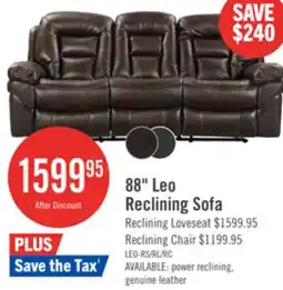 The Brick Leo 87.5 Leather-Look Fabric Reclining Sofa - Walnut Brown offer