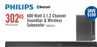 The Brick PHILLIPS 3.1.2 CH Bluetooth Dolby Digital Soundbar with Wireless Subwoofer (TAB8905/37) offer