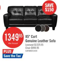 The Brick Curt 85 Genuine Leather Sofa with Button Tufting - Black offer