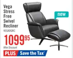 The Brick Vega 29.5 Faux Leather Stress Free Swivel Reclining Chair with Footrest and Aluminum Legs - Grey offer
