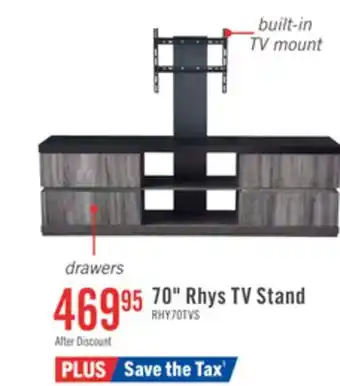 The Brick Rhys 70 Modern TV Stand with Mount, Storage and Cable Management for TVs up to 80- Distressed Grey offer