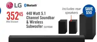 The Brick LG 5.1 CH Bluetooth Dolby Digital Soundbar with Rear Speakers and Wireless Subwoofer (S60TR.ACANLLK) offer