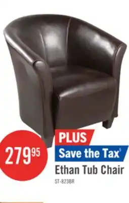 The Brick Ethan 31 Faux Leather Tub-Style Accent Chair with Wood Legs - Brown offer