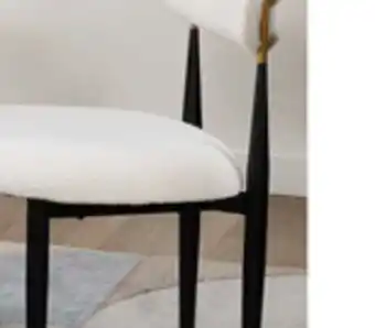 The Brick Kort & Co. Capri Dining Chair with Boucle Fabric & Gold Accent, Metal - Black offer