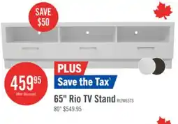 The Brick Rio 65 Modern TV Stand with Storage and Cable Management for TVs up to 75- White offer