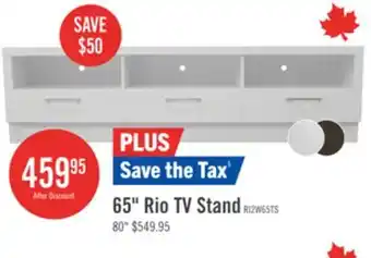 The Brick Rio 65 Modern TV Stand with Storage and Cable Management for TVs up to 75- White offer