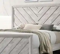 The Brick Lark Panel Bed with Headboard & Frame, Chevron Pattern, Rustic White - Queen Size offer